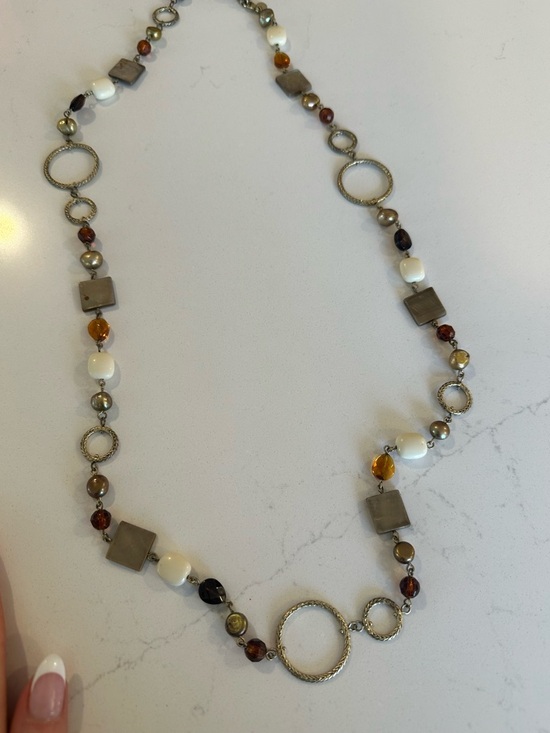 Lia Sophia Jewelry - Lia Sophia Beaded Multi-Tone Long Necklace with Silver Rings